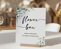 Flower Bar Make a Bouquet Bridal Shower Sign, Eucalyptus Greenery Shower Table Sign, 2 Sizes, INSTANT DOWNLOAD