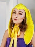 Yellow Bunny Ears Hat Velvet bonnet Halloween woman vintage bonnet Cosplay Zombie neon costume party Headband drop Bunny ears Valentines day