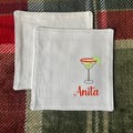 Custom Embroidered Name Cocktail Napkins,Martini Napkins,Cloth Napkins, Linen cocktail napkins,Family Napkins, Icon Linen Napkins Trendy