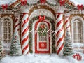Christmas Gingerbread House Backdrop for Photography, Christmas Tree Backdrop, Holiday Background, Winter Backdrop for Pictures CHS681