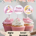 Unicorn Cupcake Topper, Cute Rainbow Unicorn, Instant Download, Digital file