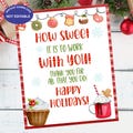 Printable Christmas Appreciation Sign | Sweet Holiday Thank You for Teachers, Staff, Volunteers, Nurses | How Sweet it is to work with you