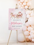 Editable Pink Christmas Baby Shower Welcome Sign Template A Merry Little Baby Shower Winter Baby Shower Sign Printable Corjl 0137