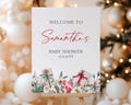 Editable A Little Bundle of Joy Christmas Baby Shower Welcome Sign, Gender Neutral Christmas Gifts Poster, Red Presents Decor, BBS936