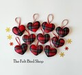 Tartan heart - Christmas hearts - Set of 10 - Red Christmas decor - Tartan decor - Christmas ornaments - Plaid decor - Valentine's day decor