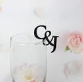 50/100PCS Personalized Drink Tag Champagne Glass Decor, Custom Wedding Drink Tags Initial, Custom Wedding Drink Toppers Wine Glass Tags, 5CM