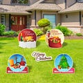 Merry Christmas Yard Signs, 18" Christmas Lawn Decorations, Large Yard Greeting Sets, Christmas Card Letters with Metal Stakes, 5 PACK