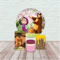 Bear Backdrop and 3 cylinders Cover (4 pieces) Arch Backdrop Cover Photo Photography Background Cylinder Cover Cartoon