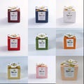 Elegant and colorful party favor box with flower accent