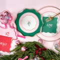 Christmas Coquette Bow Party Plates - Small Dessert Paper Plates - Coquette Aesthetic, Holiday Party Decor, Coquette Style Soft Girly
