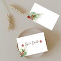 Personalized watercolor holiday place cards, Print your festive table cards, Foldable Wedding dinner decorative cards, Winter themed events