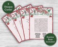 Christmas Word Search (EASY) - Printable Download - 5 Unique Word Search Cards - Perfect Christmas Party Game or Class Activity