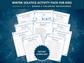 Winter Solstice Printable, Pagan Parenting Winter Solstice, Printable Yule Activity Pack, Icebreaker Games, Winter Party Game, Winter Break