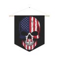 American Flag Skull Wall Pennant - Patriotic Gothic Decor Durable Hanging Banner