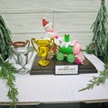 Snowman on Frosted Gingerbread Train Trophy - Gold/Silver/Bronze Trophy options - Christmas Party Trophy, Award or Centerpiece