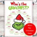 Who's the Grinchiest丨Who is the Grinchiest丨Grinchmas Printable Game丨Printable Grinch Party Game丨Adult and Kids Christmas Game