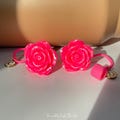 Barbie Pink Rose Flower Straw Topper,Elegant Glossy Hot Pink Rose Straw Cover for Women,Tumbler Accessory Gifts,Cute Barbie Pink Straw Cover