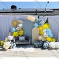 177pcs Sun Themed Balloon Arch Kit,Yellow Blue Gray Balloons, First Trip Around the Sun Balloons, Boy 1st Birthday, Baby Shower Decoration
