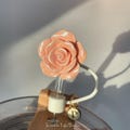 Elegant Flesh Pink Rose Flower Straw Topper,Glossy Glitter Fleshy Pinks Rose Straw Cover Cap,Drink Tumbler Accessories 30oz 40oz,Party Gifts