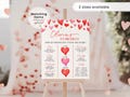 Sweetheart First Year Milestone Poster, Pink Hearts Girl 1st Birthday Milestone Board, Little Valentine First Birthday Milestone Board VA1