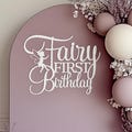 Fairy First Birthday Sign for girls first birthday backdrop wall decorations, Wooden magic and fantasy fairy tale theme party banner decor