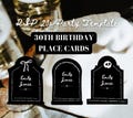 RIP 20s Birthday Party Place Cards ~ Dinner party name cards ~ monochromatic drinks table setting ~ spooky season hosting instant download