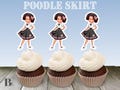 Poodle Skirt Party Decorations retro 50s decor Cupcake Topper Sticker Party Favors
