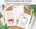 Custom Red Bow Baby's First ABC Book, Red Coquette Baby Shower Activity Game, Printable Alphabet Coloring Book Pages Baby's 1st Xmas Gift