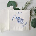 Cute Custom Wedding Cake Napkins, Handmade Wedding, Cocktail Napkins, Personalized Napkins, Coquette Napkins,Preppy Bows Wedding, Engagement
