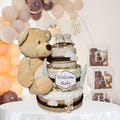 Baby Bear 3-Tier Diaper Cake Gift for a Gender Neutral Baby Shower