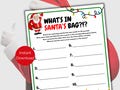 What's in Santa's Bag, What's in the Bag Christmas Game, Printable Family Christmas Game, Fun Christmas Game, Office Holiday Party Game
