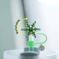 Green Rotatable Snowflake Straw Cap,Personalized Straw Cover with Letters Charms,Sparkling Snowflake Straw Toppers,Gift for Bestfriend