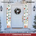 Christmas Door Banners, Set of 2, Vinyl Outside Door Banners, Merry Christmas Banner, Porch Door Sign, Banner for Front Door Porch, winter
