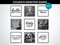 Black and White Church Greeter Signs Church Welcome Signs Templates Church Welcome Sign Canva Church Welcome Greeter Square Signs Greeter