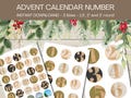 Printable Advent Calendar Stickers - 1 to 25 Days Christmas Countdown - Elegant Design - Round Instant Download - 1.5, 2 & 3 Inch Stickers