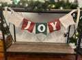 JOY Felt and Cotton Fabric Banner, Winter Bunting, Christmas Banner
