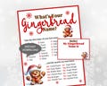 What's Your Gingerbread Name? Christmas Activity Party Name Generator - Printable Family Games, DIY Print, Instant Download