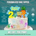 Sponge Under the Sea, Happy Birthday Cake toppers, Personalized, Customized Funny Sponge and Friends