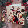 Whippet Christmas Card | Cute Dog with Festive Ornaments & Candy Canes | Cheerful Holiday Greeting | Perfect for Dog Lovers